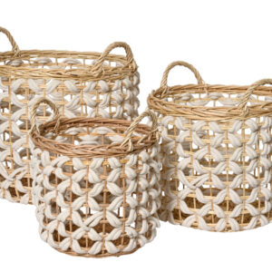 Korb 3er Set geflochten Creme