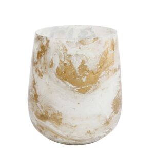 Glas Batik Gold Weiß